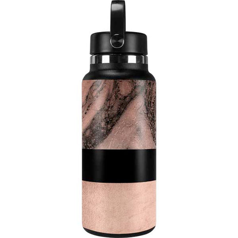 Rose Gold and Black Marble Hydro Flask 32oz Wide Mouth Skin